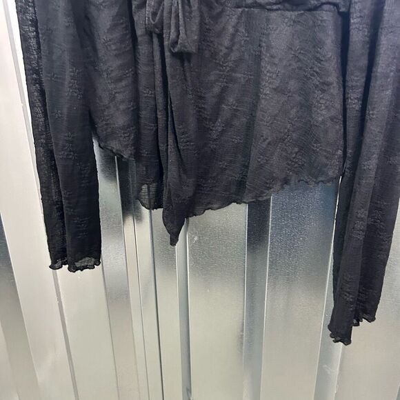 Cider NWT Black Lace Floral Goth Long Sleeve Crop Mesh Sheer Top Womens 4XL - Picture 4 of 13